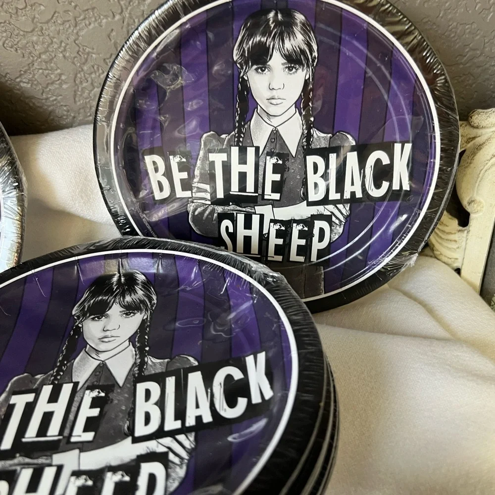 Wednesday Addams paper set 6 packs plates , 2 pack napkins
